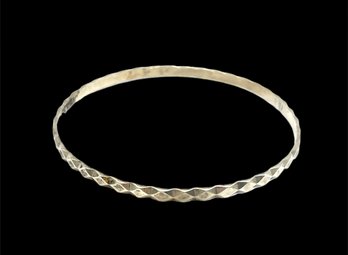 Vintage Sterling Silver Beveled Bangle Bracelet