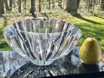 Impressive Orrefors Thick Walled Crystal Centerpiece Bowl