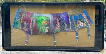 Paint Decorated And Stitched Corset In Shadowbox Frame
