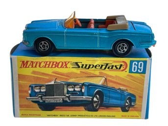 Matchbox Superfast #69 Rolls Royce Silver Shadow Blue With Black Base In Original Box (read Description)