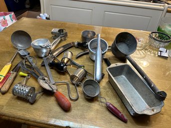 Large Lot Of Antique Kitchen Tools