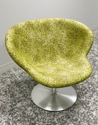 Green Optical Fabric Swivel Chair On Brushed Chrome Base-Lot 2