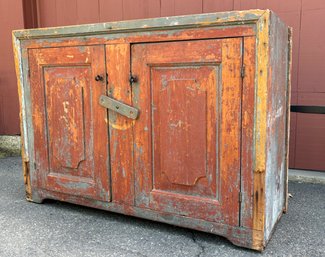 Primitive Barn Cupboard With Original Paint - Circa Late 1800's