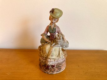Antique Porcelain Victorian Woman With Dog