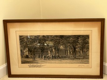 Robert Wiseman 1889 The Yale Fence Pencil Signed Print