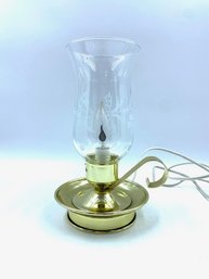 Vintage Brass Grape Etched Electric Hurricane Lamp