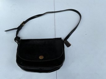 Vintage Black Leather Coach Bag - Rough Shape - Needs Strap Repair