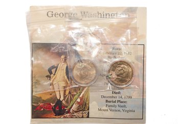 2 George Washington Presidential Dollar Coins In Original Packaging