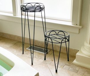 A Pair Of Vintage Wrought Iron Plant Stands