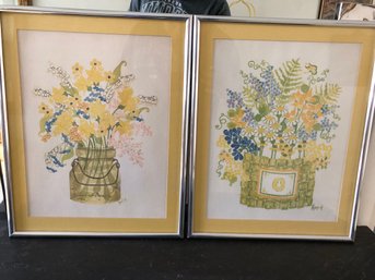 Pair Of Watercolor Floral Art