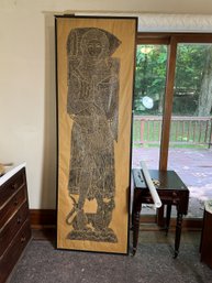 A LARGE ANTIQUE RUBBING OF A MEDIEVAL KNIGHT