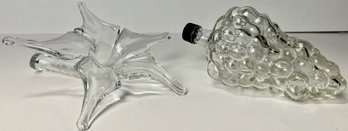 Glass Flower And Cluster Of Grapes Bottle