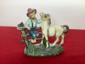 Vintage Ceramic Figurine- Boy With Horse