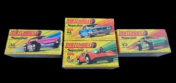 Lot Of 4- 70's Matchbox Superfast Vehicles: #4 Gruesome Twosome #14 ISO GRIFO #13 Baja Buggy #30 Beach Buggy