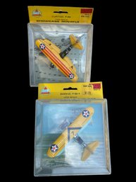 Lot Of 2 1970's New In Packages AHM Miniature Toy Planes 1/100 Scale: Curtiss P-6E & Boeing F4B-4