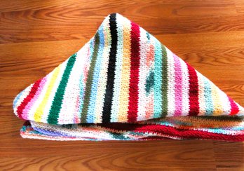 Striped Crochet Throw Blanket