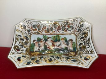 Capodimonte Italy Reticulated Hand Painted Porcelain Decorative Dish #1