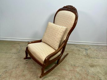 Antique Victorian Dragonfly Upholstered Rocking Chair