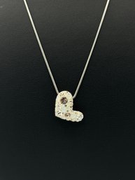 Very Rare Swarovski 3D Heart Pendant Necklace Pink & Clear Crystals