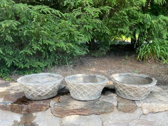 Lot Of 3 Weave Design Planters Pots