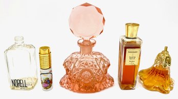 4 Vintage Perfume Bottles: Cut Glass, Avon, Limoges, Norell & Revlon