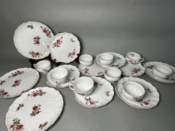 Vintage Laurel China Jubilee And Bella Rose Pattern Snack Plates & Tea Cups