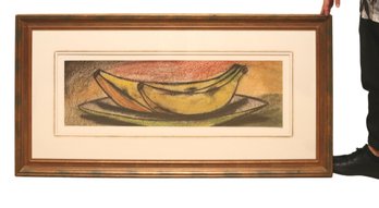 Banana On Plate Wall Art On A Wood Frame, Unknown Artist