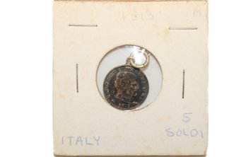 1813 Italy 5 Soldi Napoleon Coin Pendant