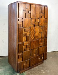 A Vintage Mid Century Brutalist Walnut Gentleman's Chest, 'Staccato' By Lane Furniture, C. 1970'S