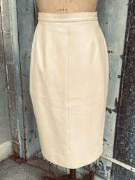 Calvin Klein Imported Beige Leather Pencil Skirt- Size 6