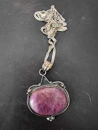 Marbled Purple Gemstone Pendant In Sterling Setting