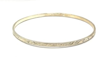 Vintage Sterling Silver Etched Bangle Bracelet