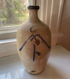 Vintage Japanese Stoneware Pottery Sake Bottle - Tokkuri