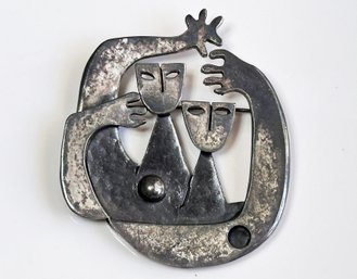 A Vintage Sterling Silver Abstract Modern Brooch By Frank Rebajes