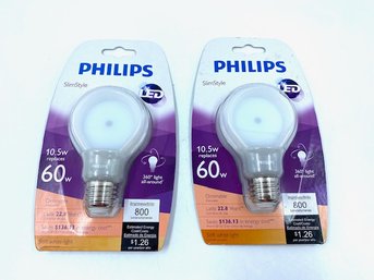 New Old Stock Pair Of Phillips Slim Style Bulbs - 2