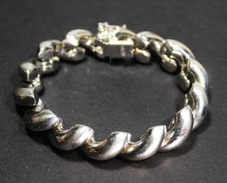 HEAVY STERLING SILVER LINK BRACELET ITALIAN LARGE LINKS