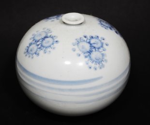 Blue White Porcelain Vase W Floral Design