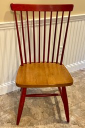 Vintage Wooden Red Accented Chair