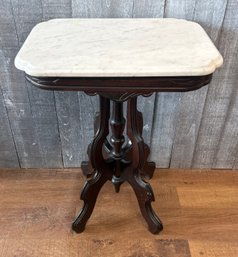 Antique Victorian Walnut Marble Top Table