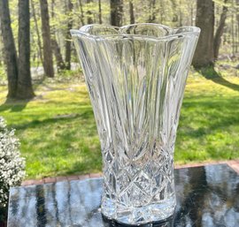 Large Vintage Heavy Cut Crystal Flower Vase