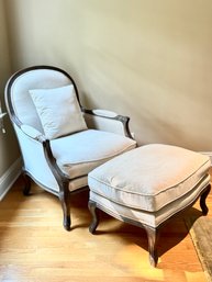 Restoration Hardware Bergere Style Chair & Ottoman (LOC: W2)