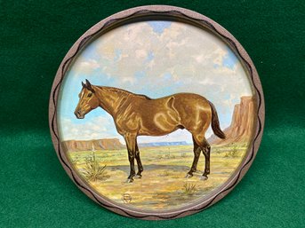 Vintage Jeanne Mellin '66 Painted Horse Tray. A Few Light Scratches.