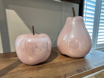 Pink Pear And Apple Ceramic Decor