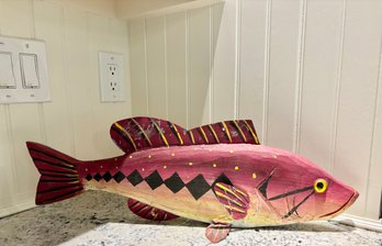 Folk Art Wood Hand Painted Fish