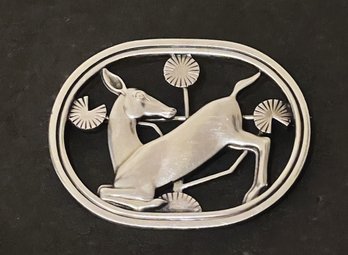 Vintage Georg Jensen Denmark Sterling Oval Deer Brooch/ Pin