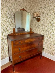 Stunning Antique Dresser On Casters With Mirror