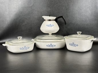 A Terrific Grouping Of Vintage Corning Ware In Their Iconic Blue Cornflower Pattern