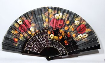 Vintage Plastic And Hand Painted Ladies Fan Made In Spain