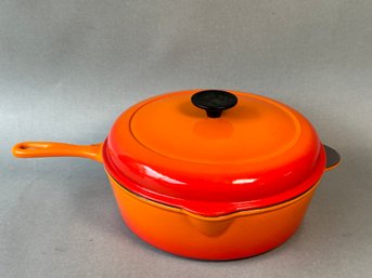 Vintage Le Creuset Enameled Cast Iron Flame Orange '27' Cassadou