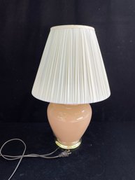 Pink Ceramic Gold Colored Base Table Lamp